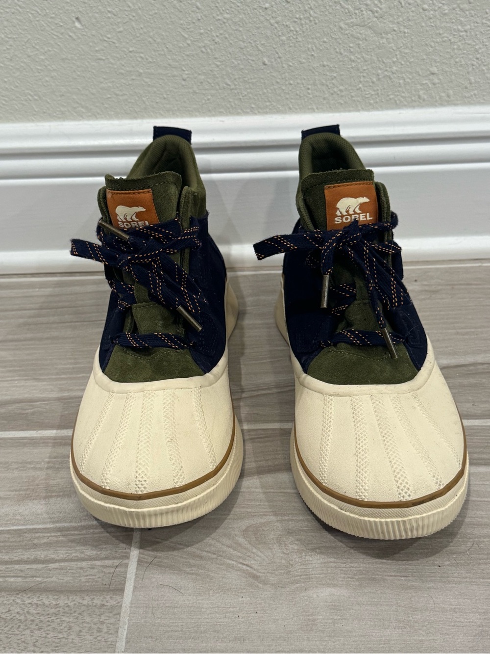 Sorel Olive, Navy & Cream Duck Boot Sneakers